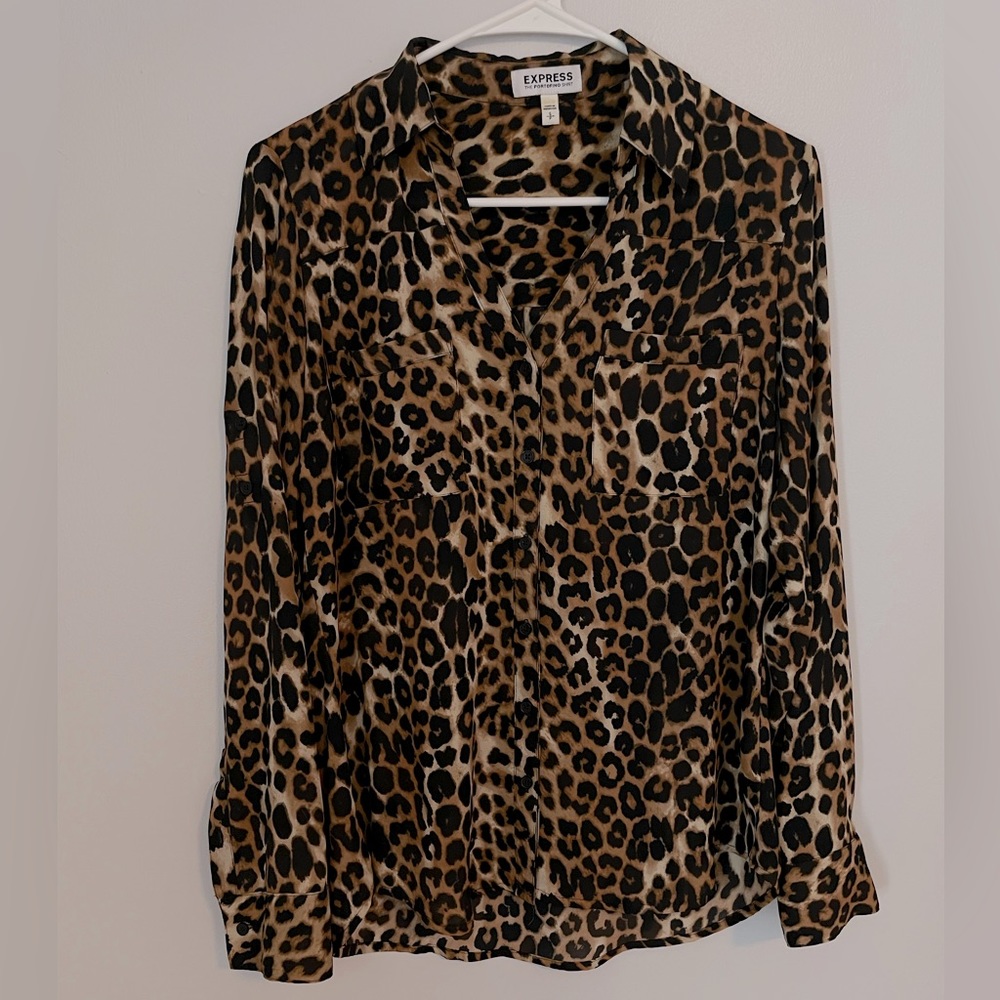 Express Cheetah Print Portofino Shirt